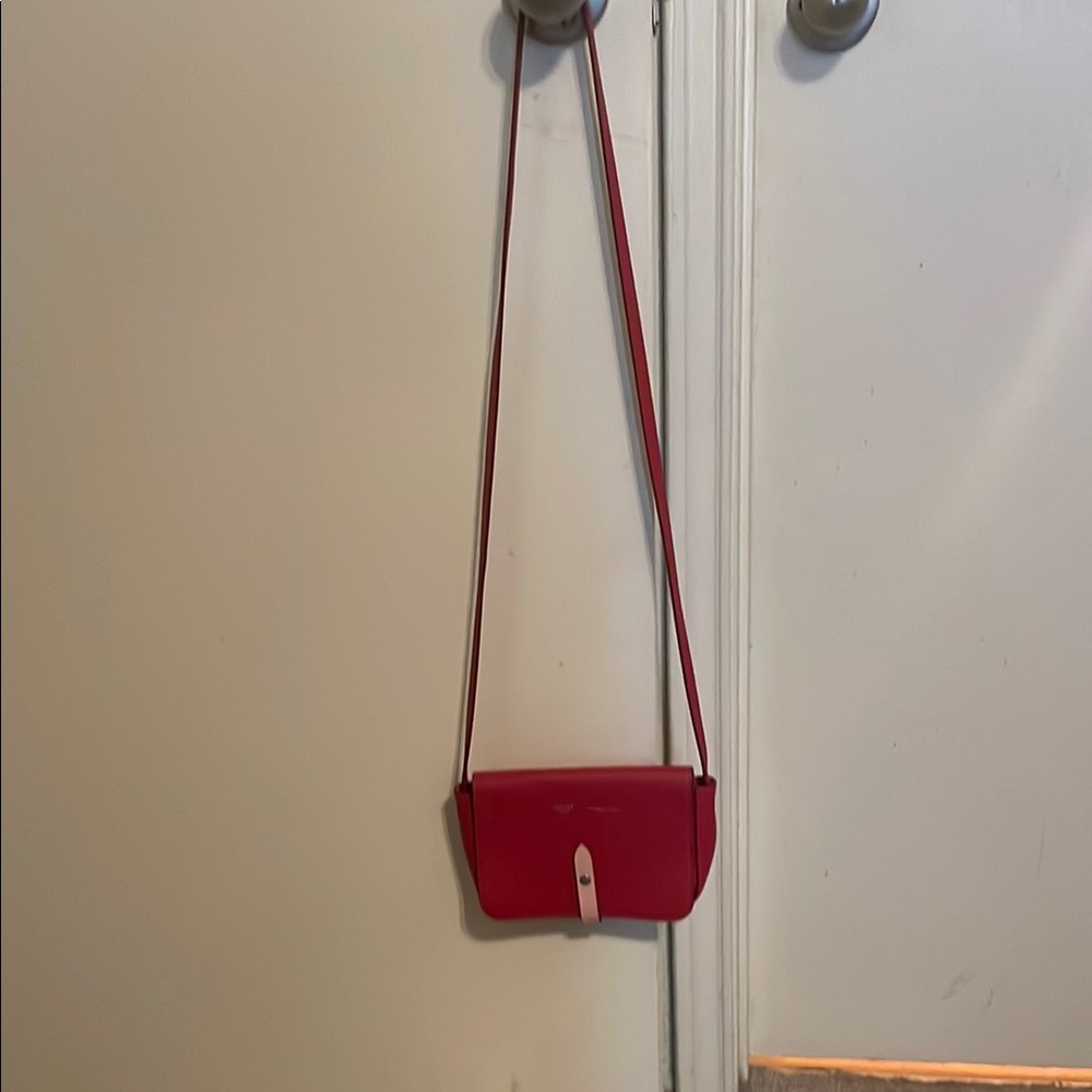 Celine Red Leather Crossbody Bag with Gold Hardware